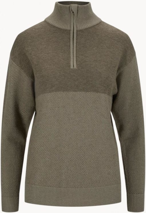 Tufte Wear, W Robin Stitch Half Zip, Vetiver/Olive Night, Genser