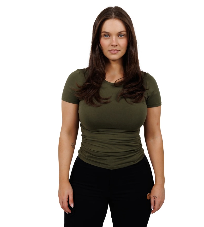 Tufte Wear, W SoftBoost Crew Tee, Olive Night, T-skjorte
