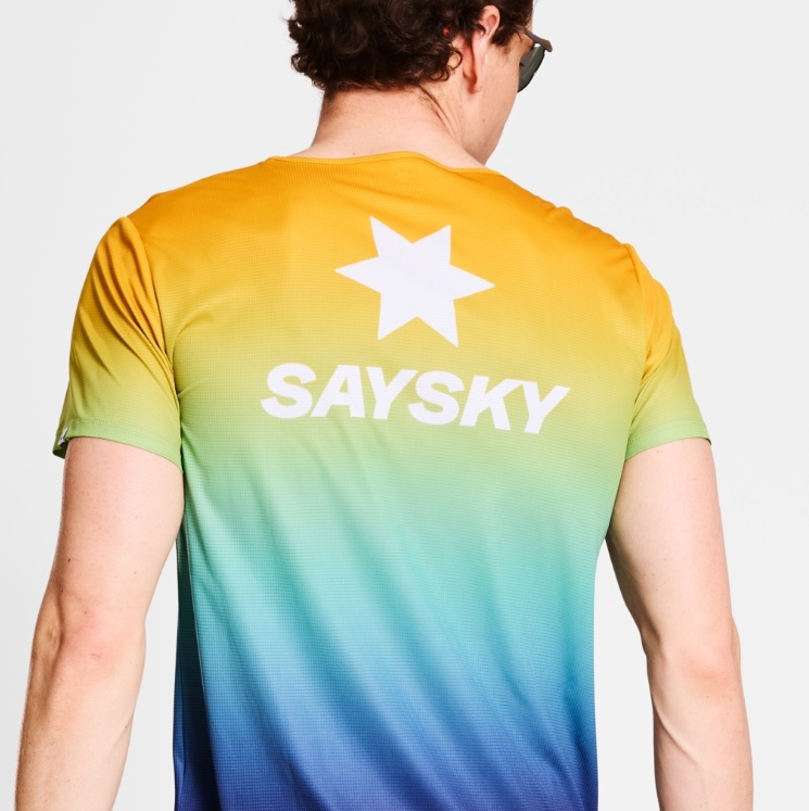SAYSKY, Drip Dye Flow T-Shirt, Blue AOP, T-skjorte