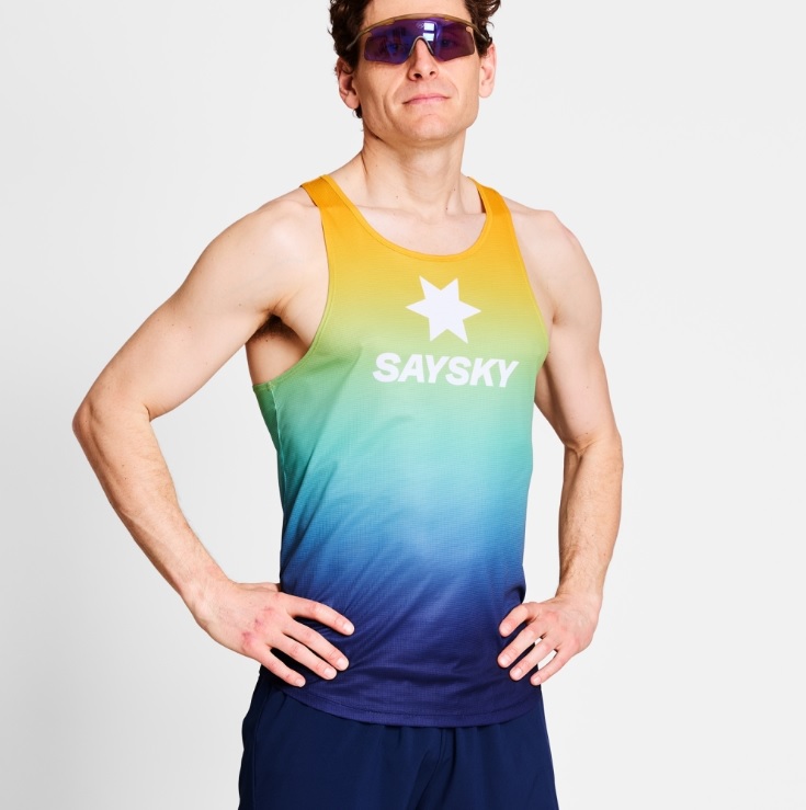 SAYSKY, Drip Dye Flow Singlet, Blue AOP, Singlet