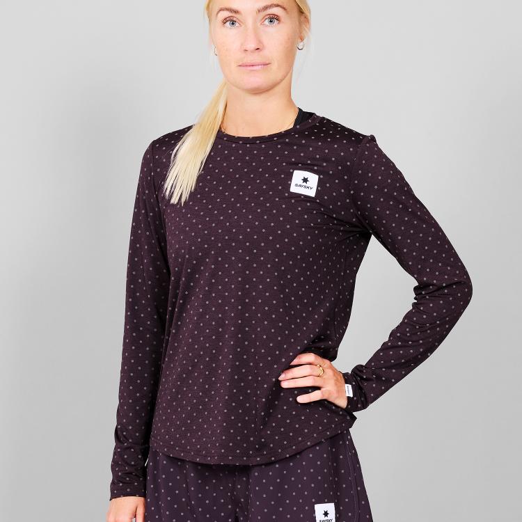 SAYSKY, W Reflective Polka Pace Long Sleeve, Purple, Genser