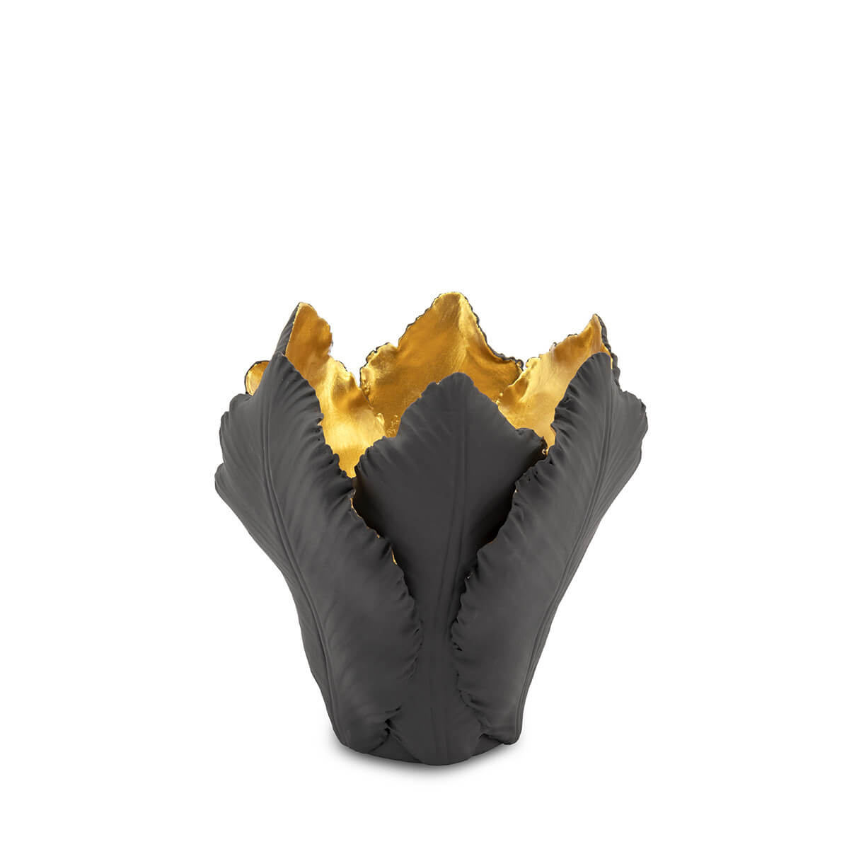 ABHIKA Candleholder Tulip, H11 D10, Black/Gold