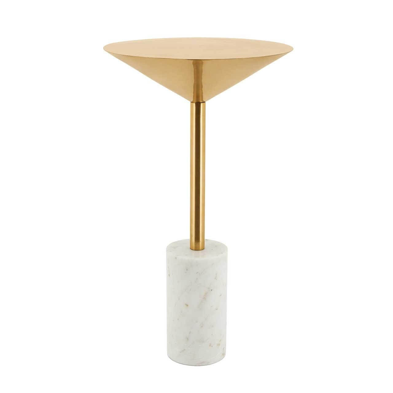 ABHIKA Side Table Cone, H65 D37, White/Gold