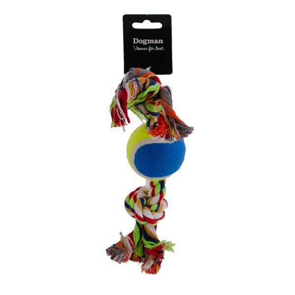 Dogman Leke Tau med ball Flerfarget M 30cm