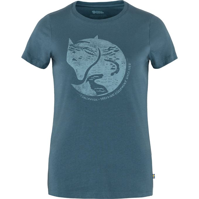 Arctic Fox Print T-shirt W Indigo Blue