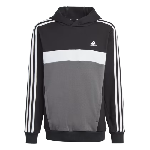 Tiberio 3-Stripes Colorblock Fleece Hoddie black/white/gricin