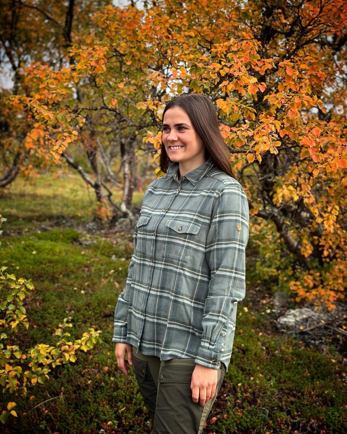 Fjellreven Övik Heavy Flannel Shirt Dame Patina Green-Deep Patina