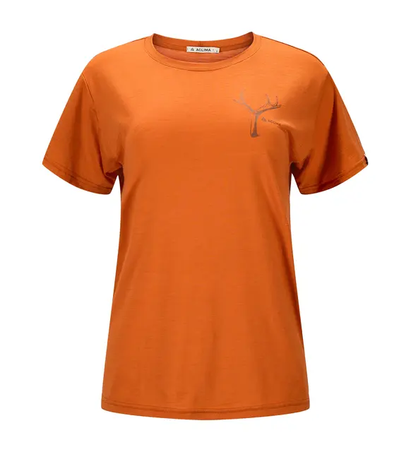 Aclima LightWool 140 Classic Tee Antler Womens Apricot Orange