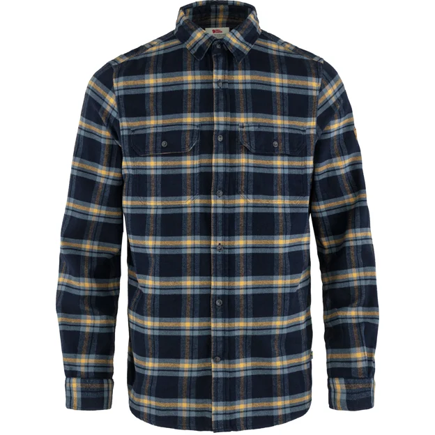 Övik Heavy Flannel Shirt Men Dark Navy/Buckwheat Brown
