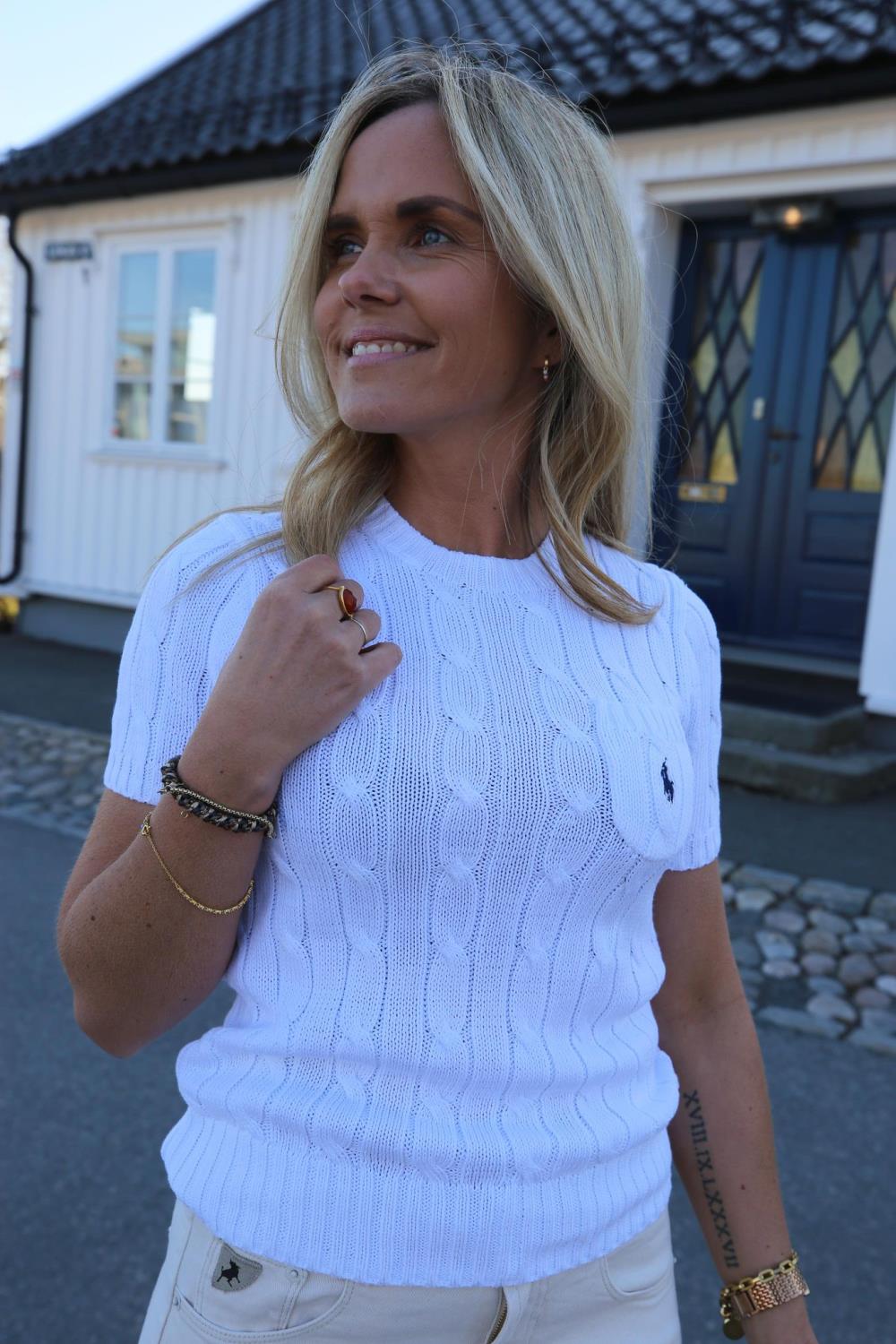 Polo Ralph Lauren ribbestrikket t-skjorte - Hvit