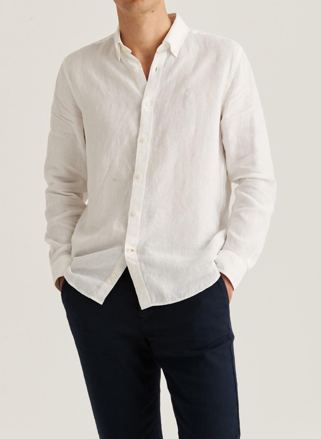 Morris Douglas BD Linen Shirt - White