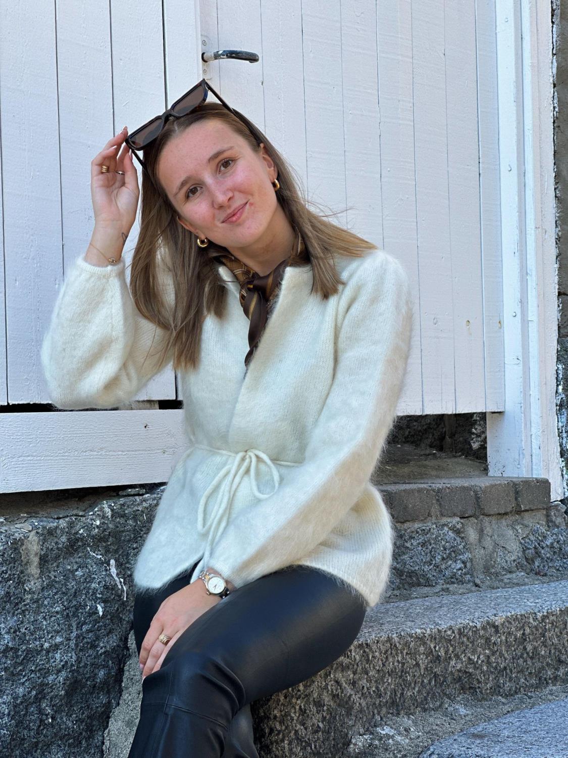 Ella&il Fredrikke Chunky cardigan - White