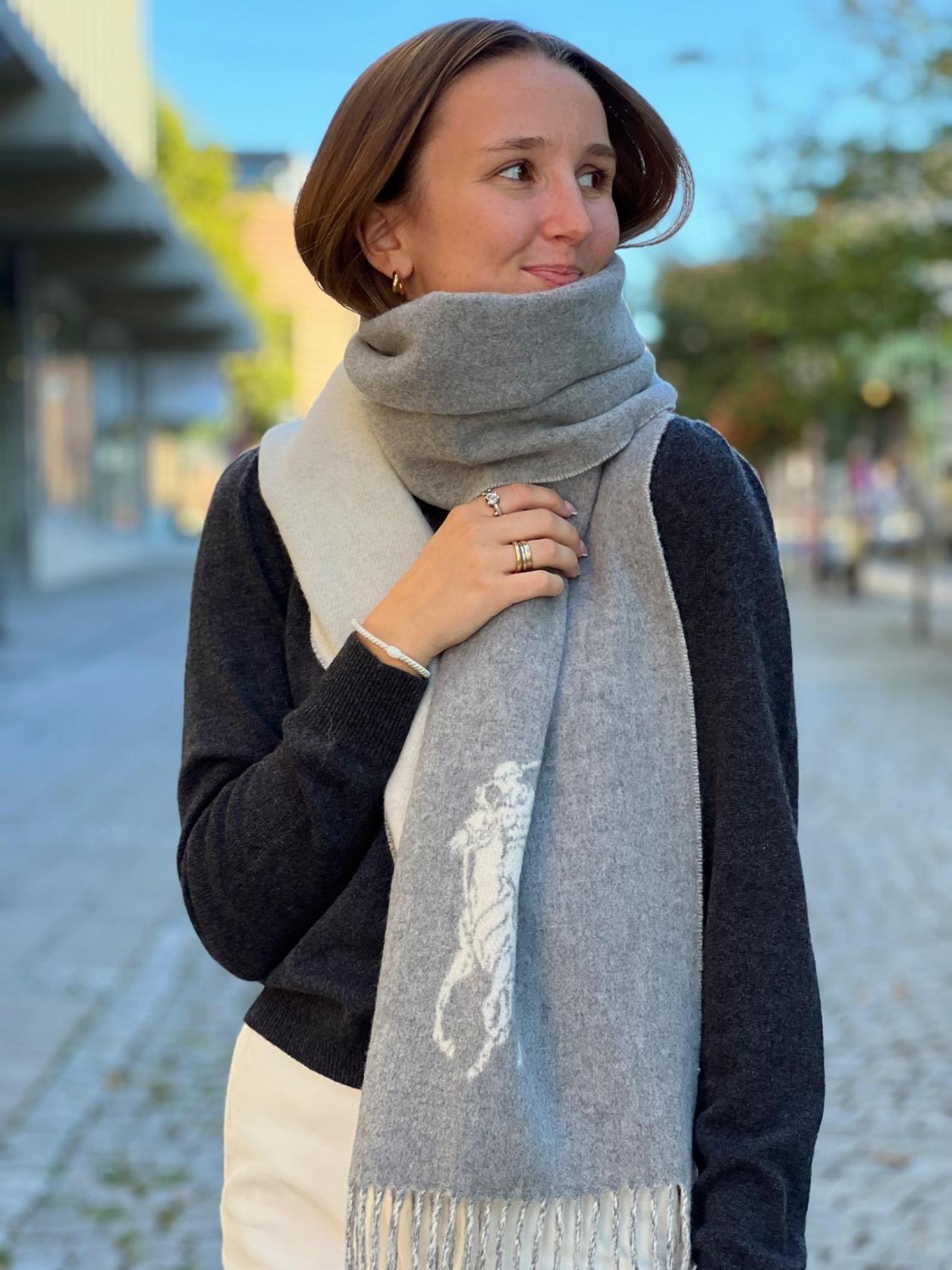 Polo Ralph Lauren Wool Scarf - Fawn Grey/Cream