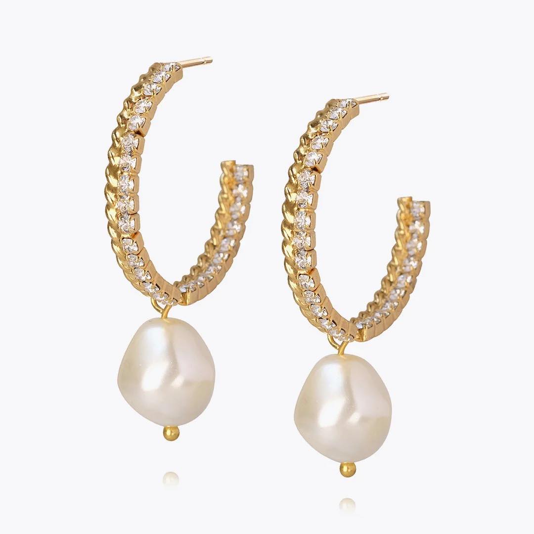 Caroline Svedbom Kaia Pearl earrings Gold Pearl/Crystal