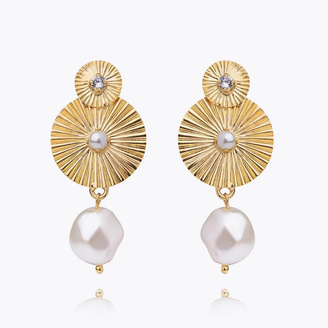 Caroline Svedbom Odessa Pearl earrings Gold Pearl/Crystal Combo
