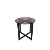 HOME FACTORY Sidebord Alexandria Ø50x51 metall/glass