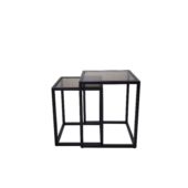 HOME FACTORY Settbord Alma sett av 2 bord sort metall/glass