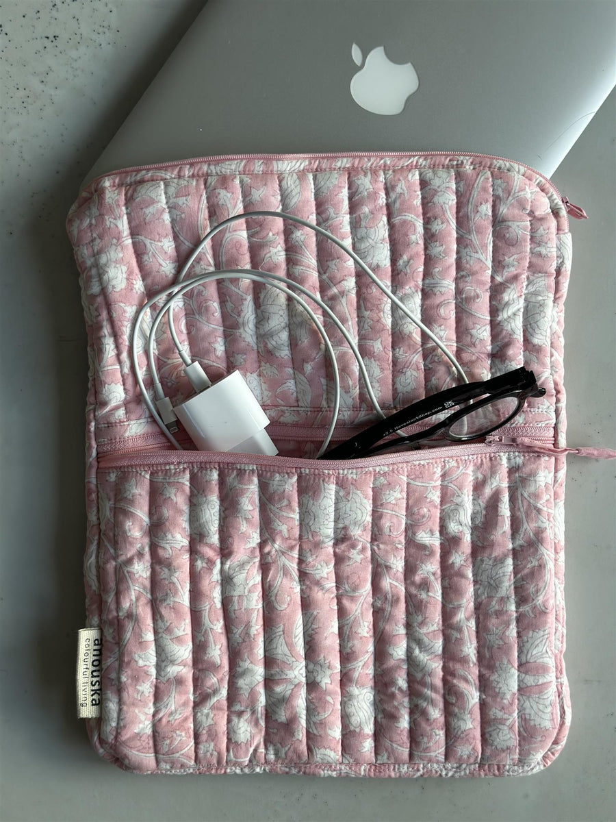 ANOUSKA laptop cover blockprint - Pink