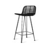 Rattan bar stool black