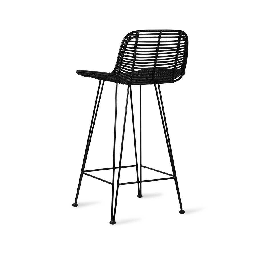 Rattan bar stool black