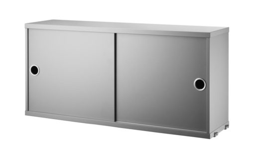 Cabinet with Sliding Doors w78 x d20 x h37 cm Grey 1pk