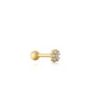 Gold Sparkle Flower Barbell Single Earring