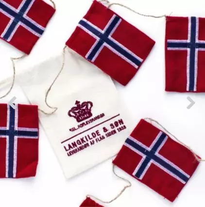 Stor flagranke med 10 norske flag