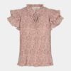 Bluse med rosa vaffel crepe