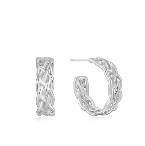 Silver Rope Chunky Hoop Earrings