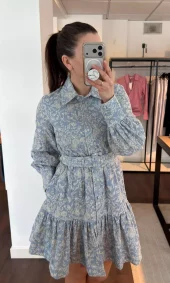 Skjortekjole med bomullsbroderi