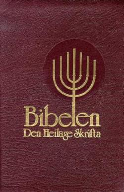 Bibelen - Den Heilage Skrift (88/07). Storskriftutgave. Burgunder geiteskinn. (NN).