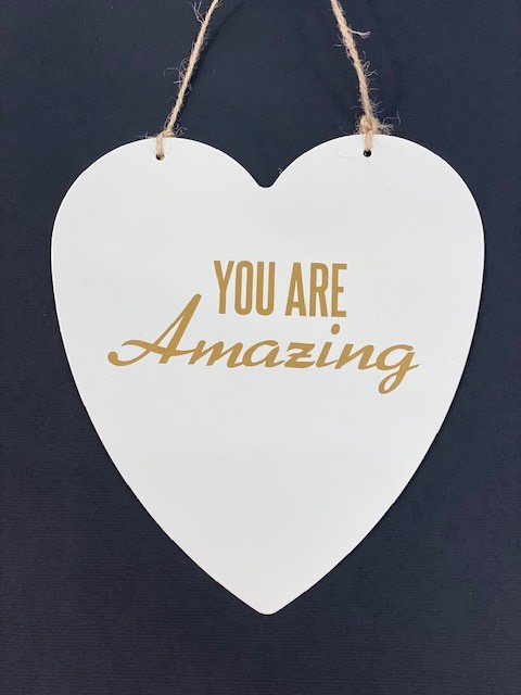 Metallskilt hjerte "You are amazing"