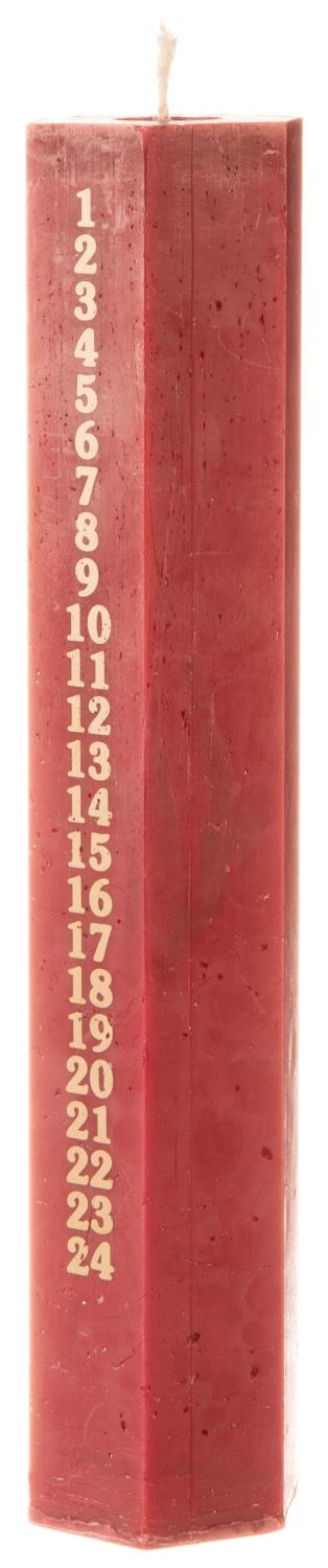 Advents kalender lys "Spindelvev" - Rød m.gullkant 5x25cm