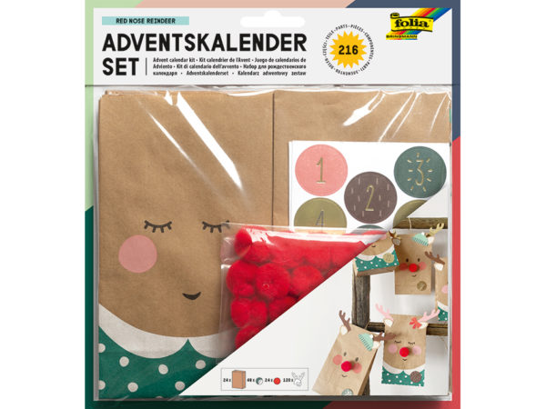 Adventskalender sett - Reisdyr med rød nese - Folia