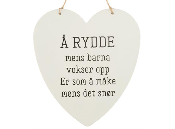 Metallskilt hjerte "Å RYDDE ..." - 16x17cm