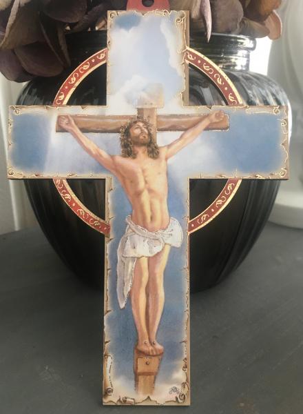 Blått Kors - Jesus Korsfestet (15 cm)