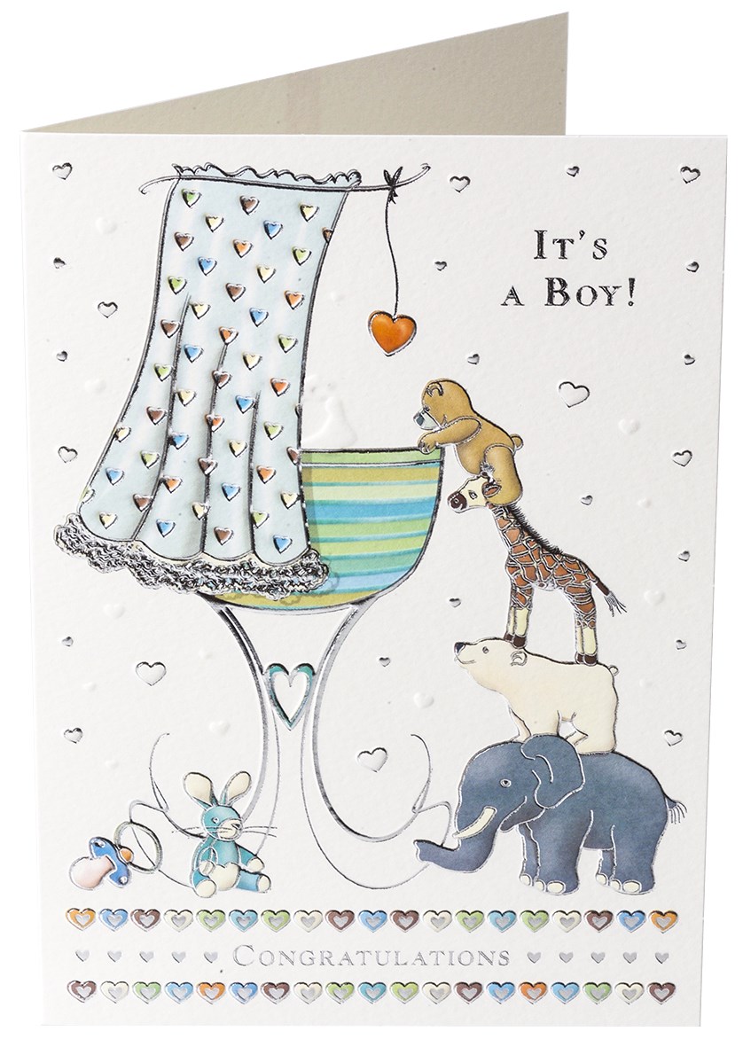 Dobble Kort m.konv. "Congratulations It's a boy!" - Quire 12x17cm