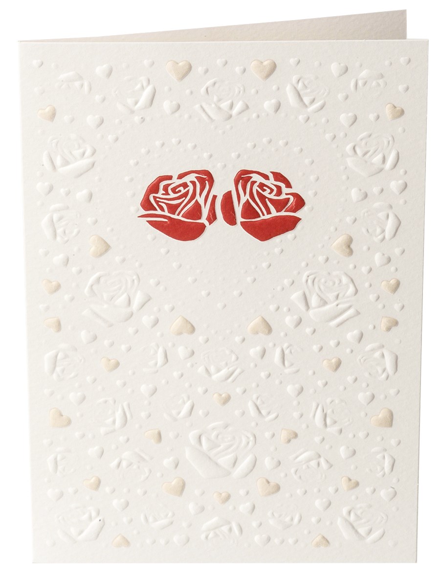 Dobble Kort m.konv. "Bryllupskort 2 roser" - Quire 12x17cm