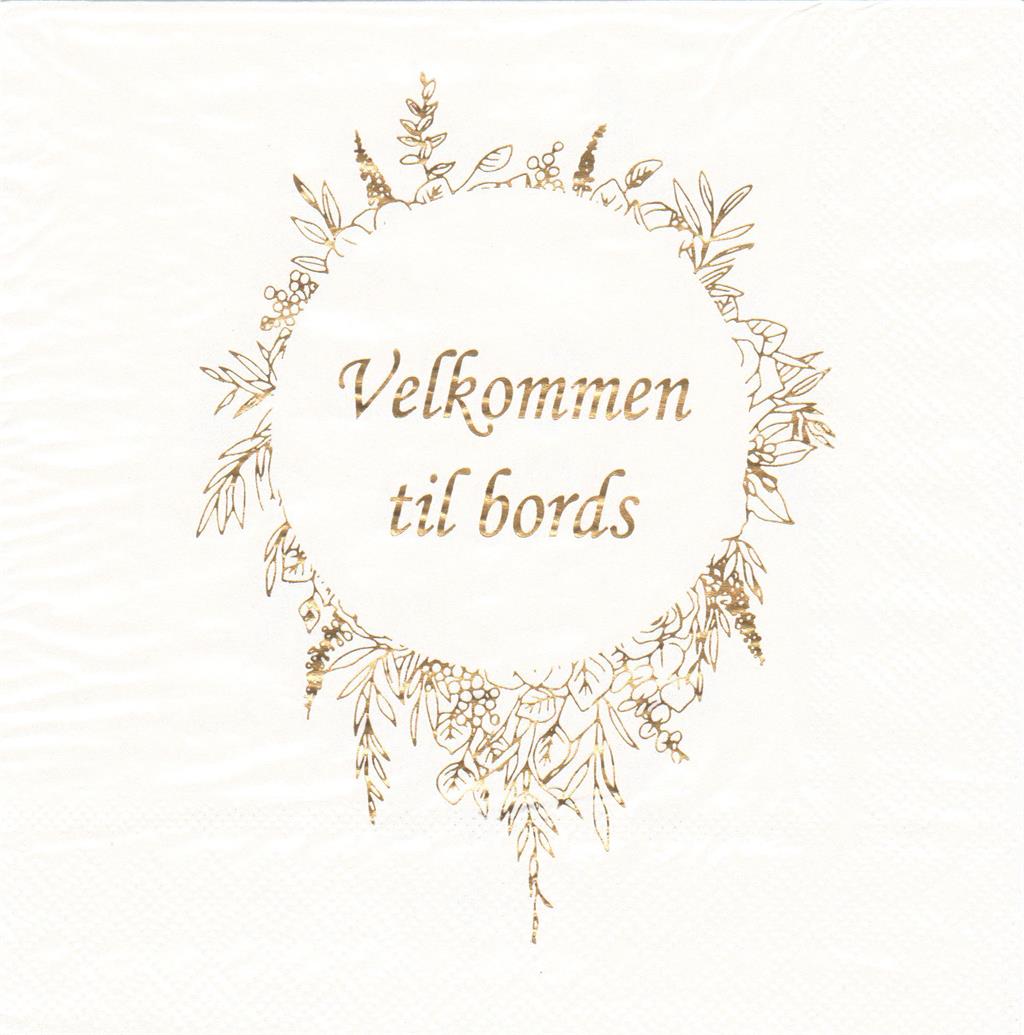 Serviett lunsj 20 stk Gull Velkommen