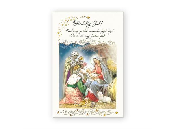 Dobble julekort "Gledelig Jul! Fred over jorden..." - kristentmotiv - m.konvolutt