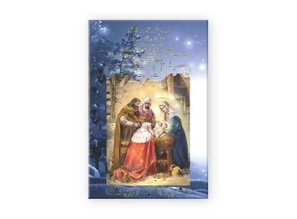 Dobble julekort "Fredfull Jul! -For et barn er oss født..." - kristentmotiv - m.konvolutt