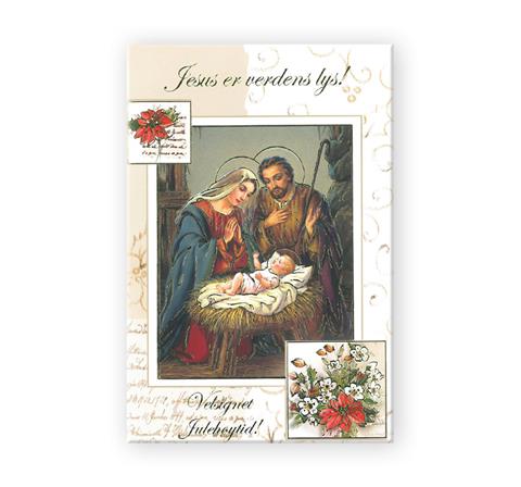 Dobble julekort "Jesus er verdens lys! -Velsignet julehøytid!" - kristentmotiv - m.konvolutt