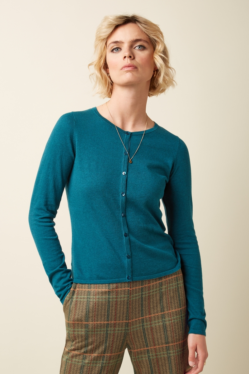 Cardi Roundneck Cocoon Spruced Green