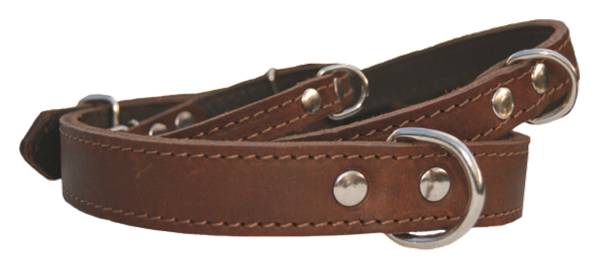 Halsband lær fettet brun m/for 50cm 18mm