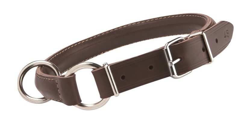 Halsband lær halvrundt strup mørkebrunt 36cm