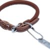 Halsbånd rundsydd cognac 6mmx35cm