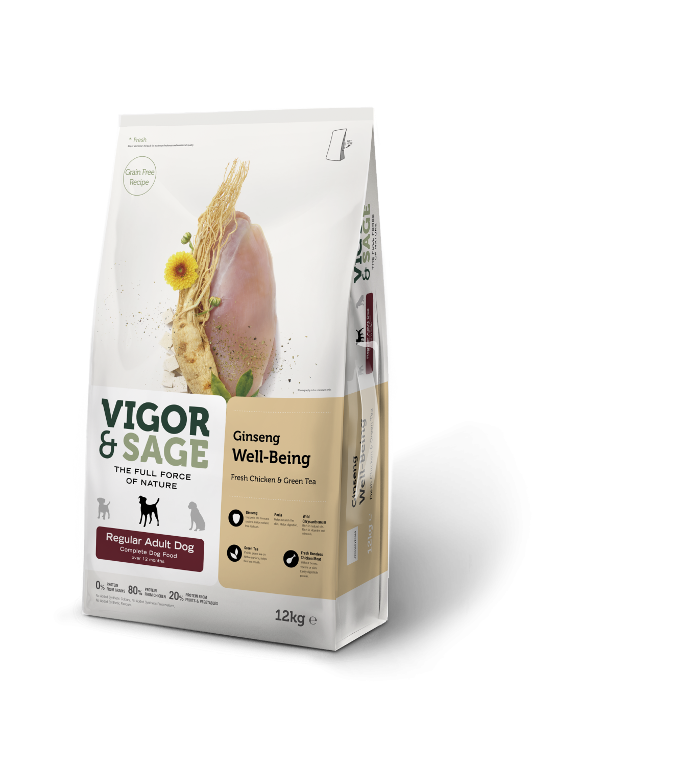 Vigor & Sage Ginseng Regular dog 12 kg