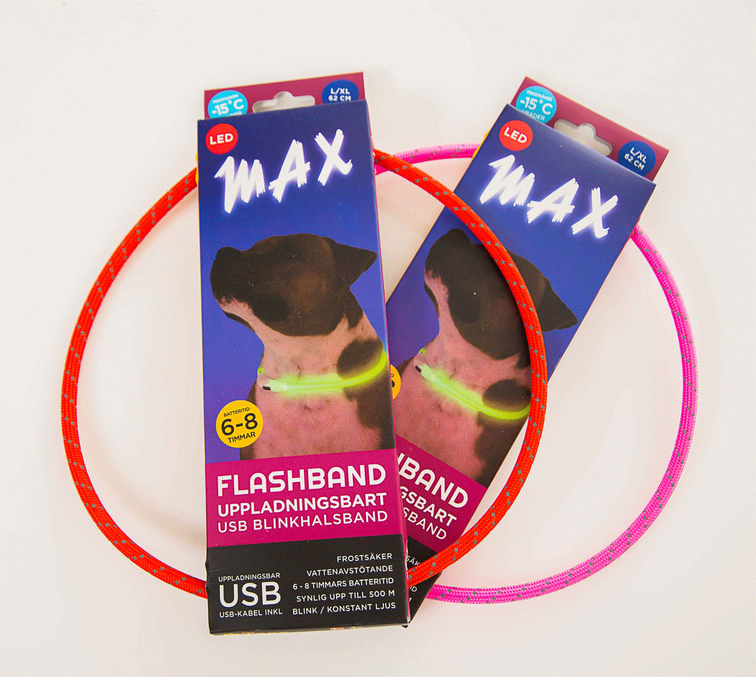 Max Flashband blinkehalsbånd Large/XL