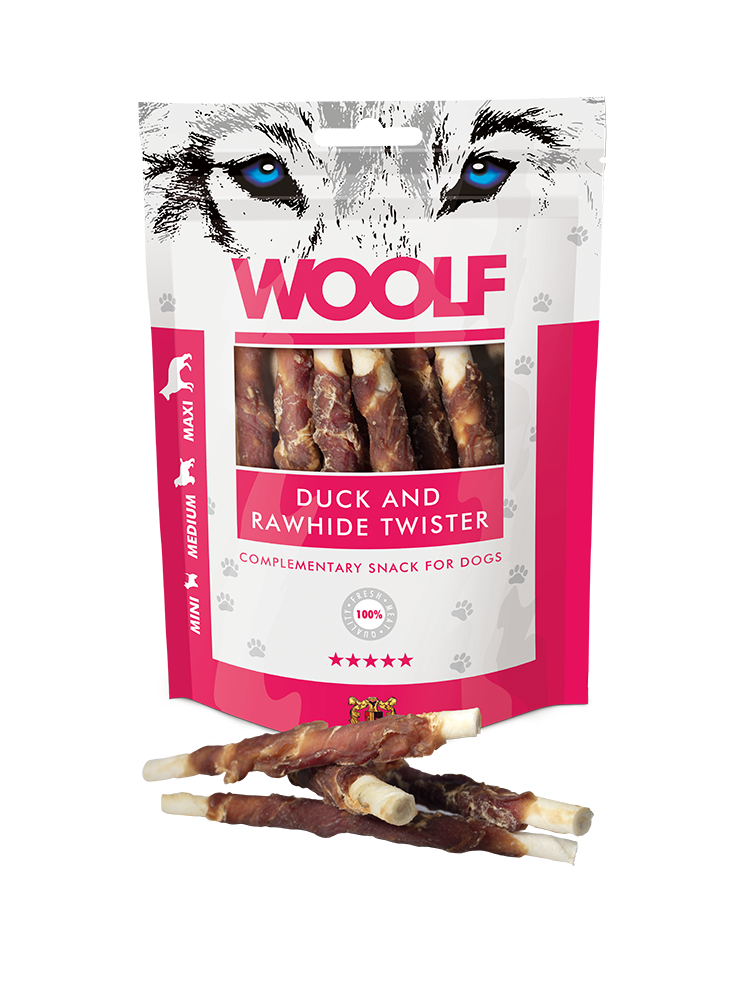 Woolf Duck and Rawhide twister 100g