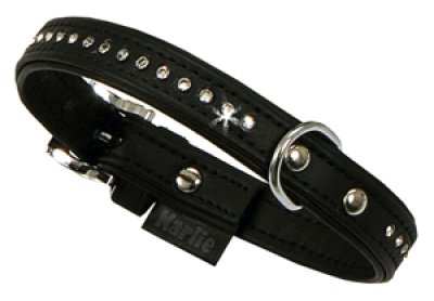 Halsbånd art leather 1rad 42cm 16mm svart